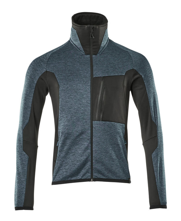 Fleecepusero vetoketjulla - 17103-316 - tumma petrooli/musta