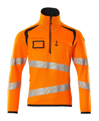 Neulepusero lyhyellä vetoketjulla - 19005-351 - hi-vis oranssi/tumma laivastonsininen