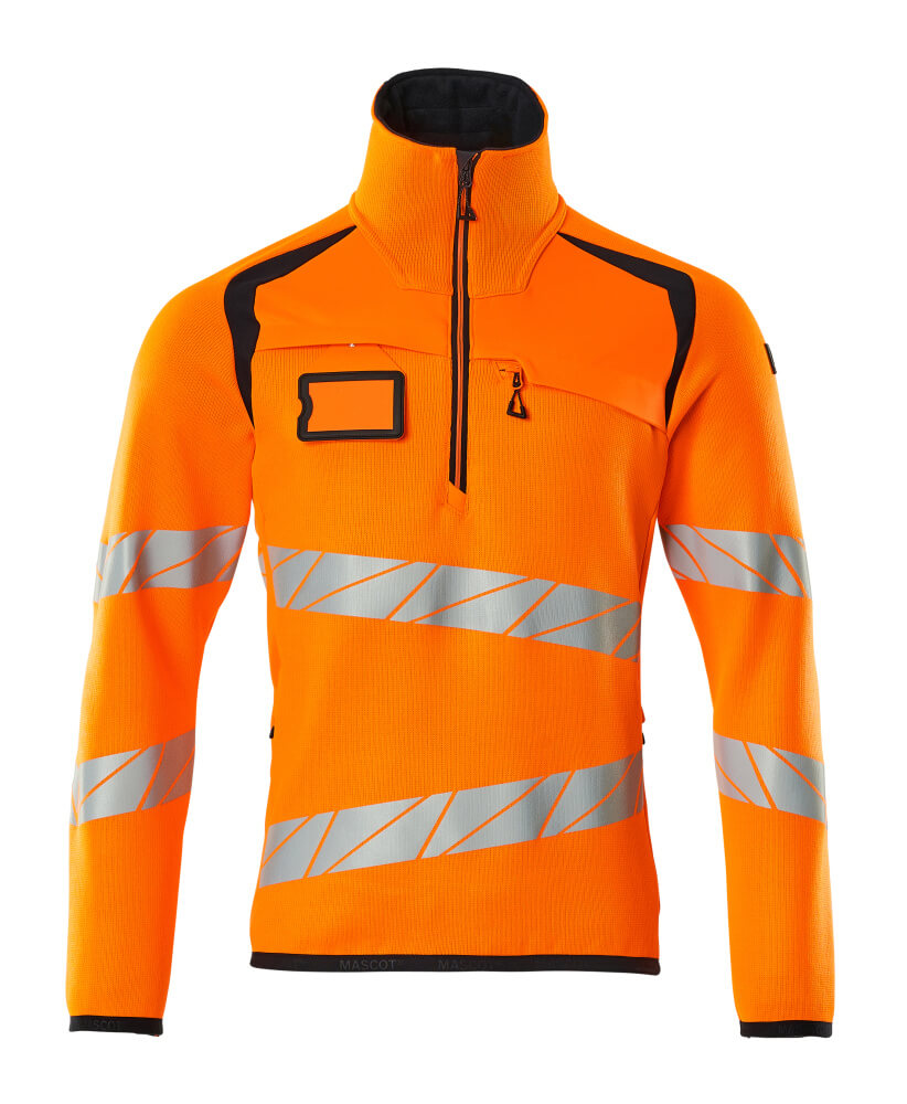 Neulepusero lyhyellä vetoketjulla - 19005-351 - hi-vis oranssi/tumma laivastonsininen