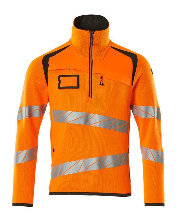 Neulepusero lyhyellä vetoketjulla - 19005-351 - hi-vis oranssi/tumma antrasiitti