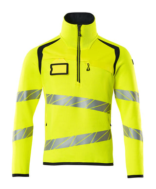 Neulepusero lyhyellä vetoketjulla - 19005-351 - hi-vis keltainen/tumma laivastonsininen