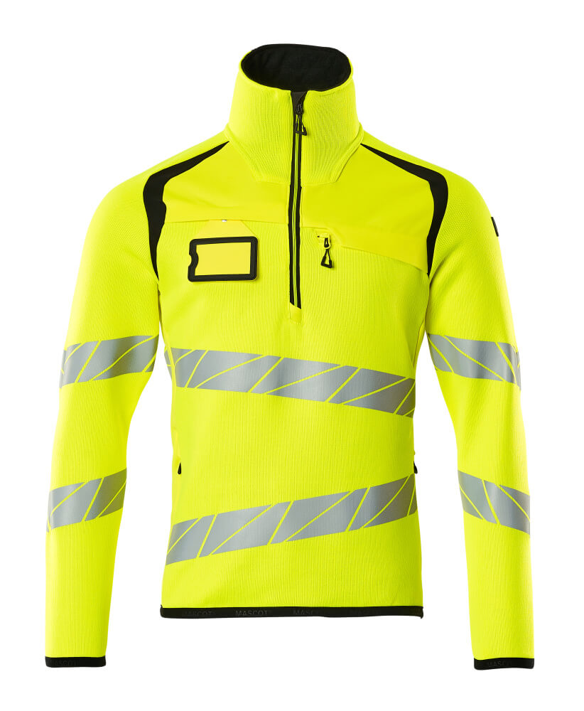Neulepusero lyhyellä vetoketjulla - 19005-351 - hi-vis keltainen/musta