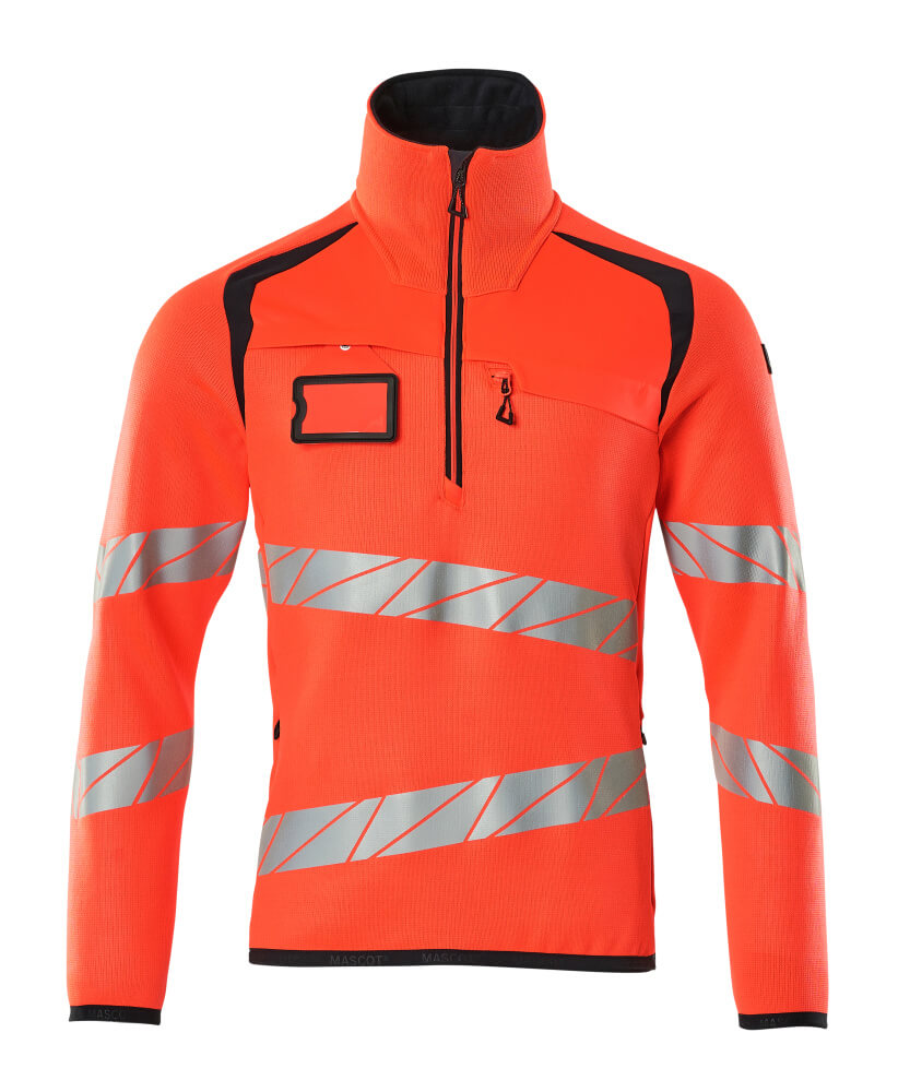 Neulepusero lyhyellä vetoketjulla - 19005-351 - hi-vis punainen/syvä tummansininen