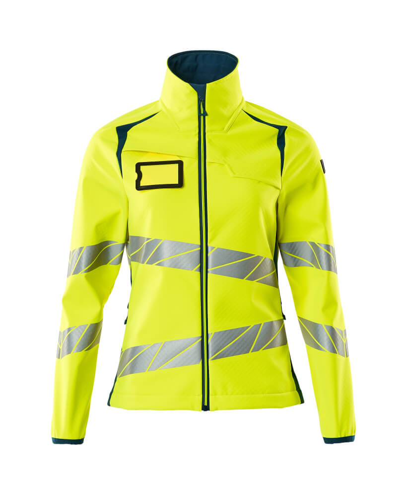 Softshell-takki - 19012-143 - hi-vis keltainen/tumma petrooli