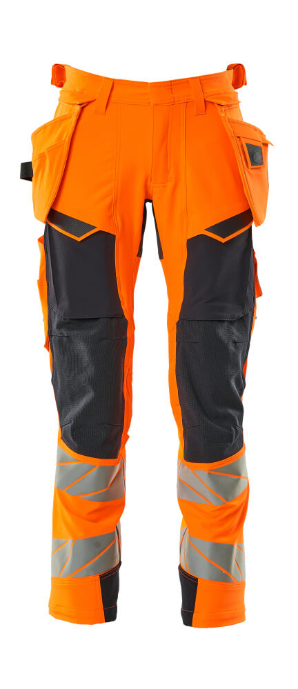 Housut riipputaskuilla - 19031-711 - hi-vis oranssi/tumma laivastonsininen