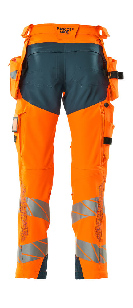 Housut riipputaskuilla - 19031-711 - hi-vis oranssi/tumma petrooli