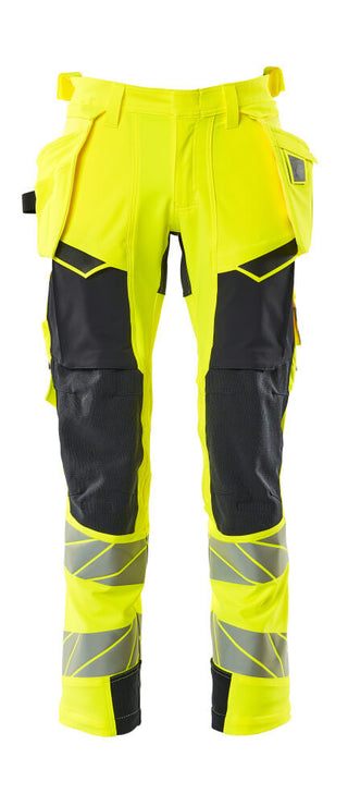 Housut riipputaskuilla - 19031-711 - hi-vis keltainen/tumma laivastonsininen
