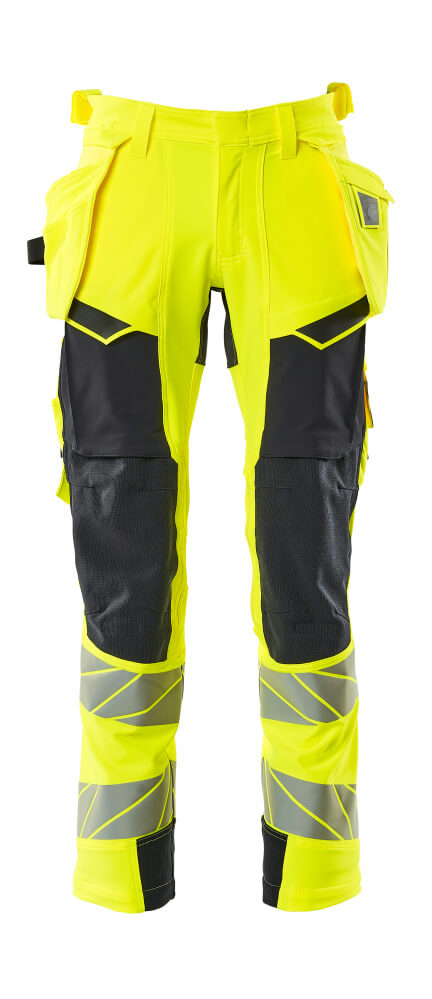 Housut riipputaskuilla - 19031-711 - hi-vis keltainen/tumma laivastonsininen