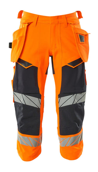 ¾-housut riipputaskuilla - 19049-711 - hi-vis oranssi/tumma laivastonsininen