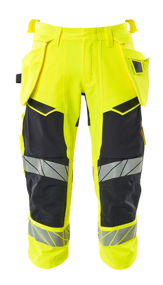 ¾-housut riipputaskuilla - 19049-711 - hi-vis keltainen/tumma laivastonsininen