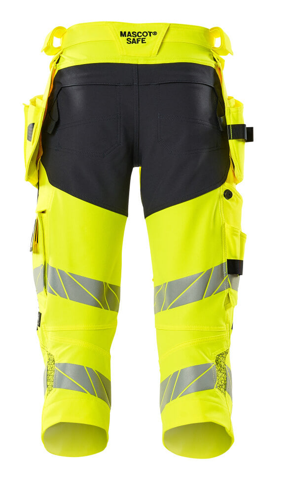 ¾-housut riipputaskuilla - 19049-711 - hi-vis keltainen/tumma laivastonsininen
