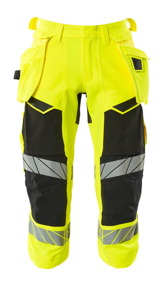 ¾-housut riipputaskuilla - 19049-711 - hi-vis keltainen/musta