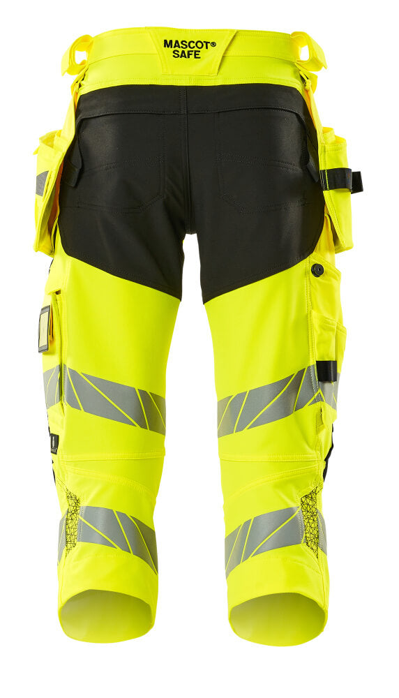 ¾-housut riipputaskuilla - 19049-711 - hi-vis keltainen/musta