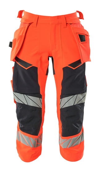 ¾-housut riipputaskuilla - 19049-711 - hi-vis punainen/syvä tummansininen