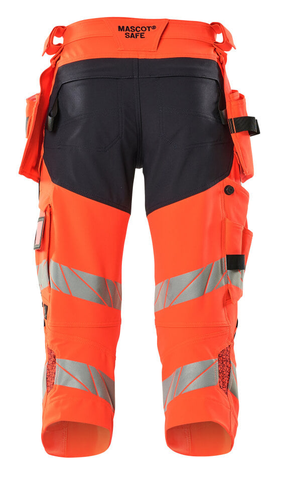 ¾-housut riipputaskuilla - 19049-711 - hi-vis punainen/syvä tummansininen