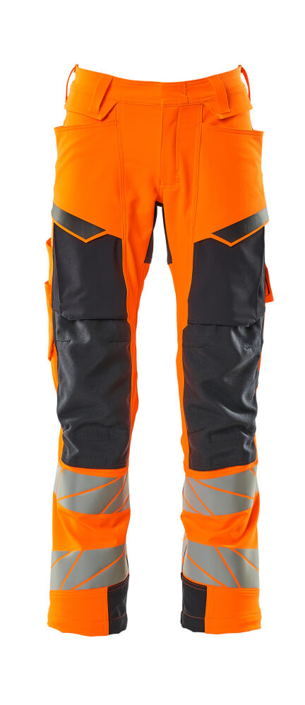 Housut polvitaskuilla - 19079-511 - hi-vis oranssi/tumma laivastonsininen