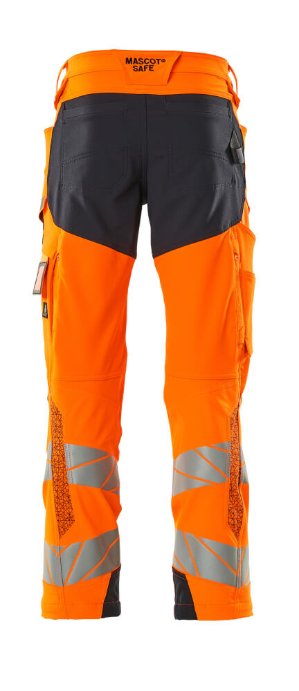 Housut polvitaskuilla - 19079-511 - hi-vis oranssi/tumma laivastonsininen