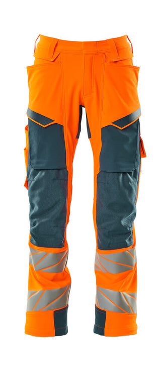 Housut polvitaskuilla - 19079-511 - hi-vis oranssi/tumma petrooli