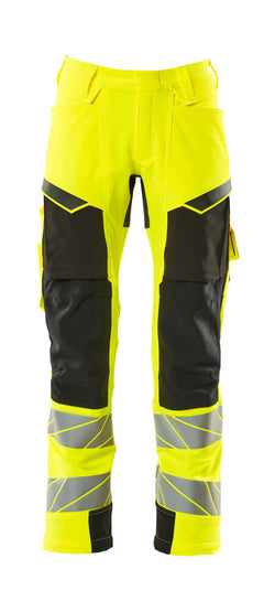 Housut polvitaskuilla - 19079-511 - hi-vis keltainen/musta