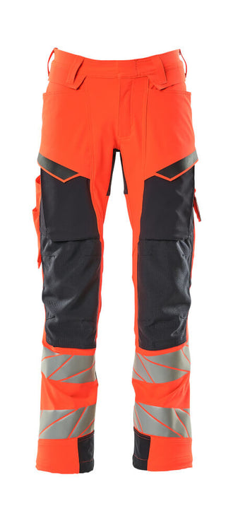 Housut polvitaskuilla - 19079-511 - hi-vis punainen/syvä tummansininen