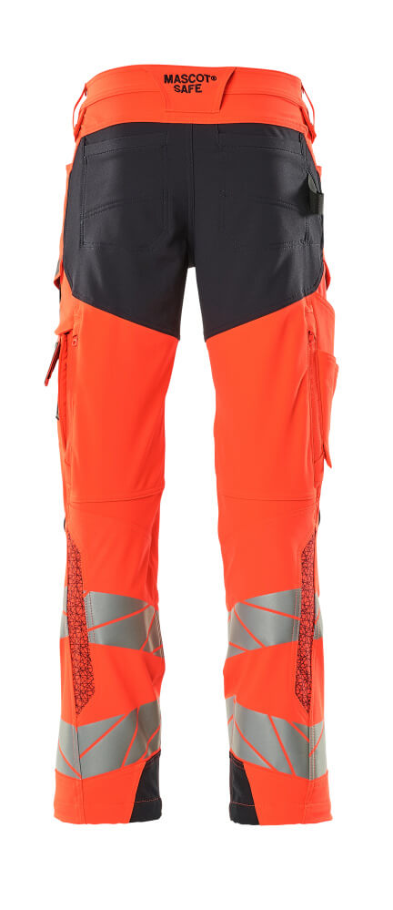 Housut polvitaskuilla - 19079-511 - hi-vis punainen/syvä tummansininen