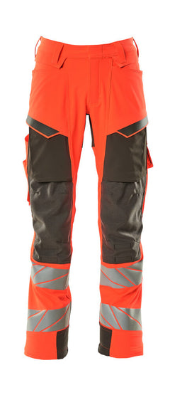 Housut polvitaskuilla - 19079-511 - hi-vis punainen/tumma antrasiitti