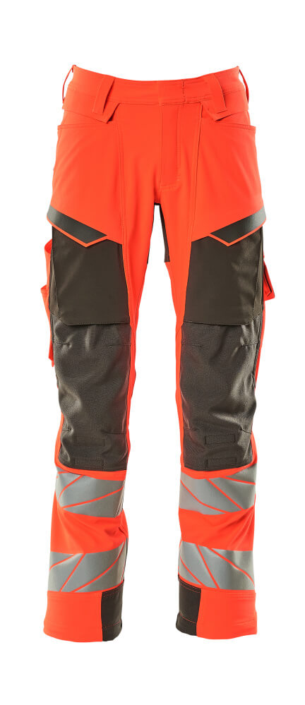 Housut polvitaskuilla - 19079-511 - hi-vis punainen/tumma antrasiitti