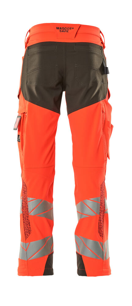 Housut polvitaskuilla - 19079-511 - hi-vis punainen/tumma antrasiitti