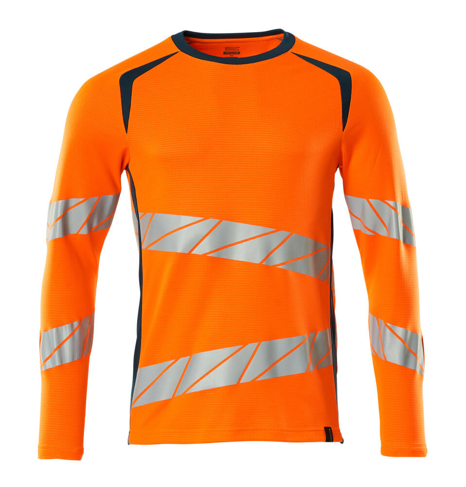T-Paita, pitkähihainen - 19081-771 - hi-vis oranssi/tumma petrooli