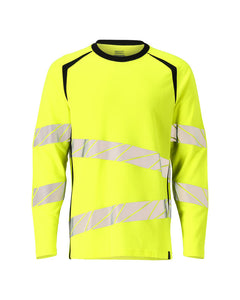 T-Paita, pitkähihainen - 19081-771 - hi-vis keltainen/musta