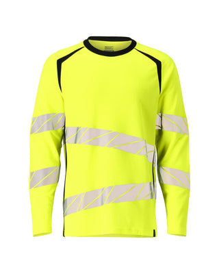 T-Paita, pitkähihainen - 19081-771 - hi-vis keltainen/musta