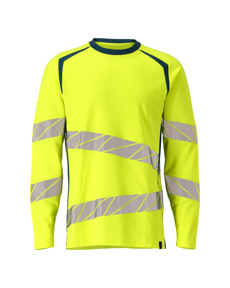 T-Paita, pitkähihainen - 19081-771 - hi-vis keltainen/tumma petrooli