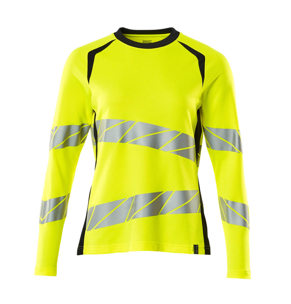 T-Paita, pitkähihainen - 19091-771 - hi-vis keltainen/tumma laivastonsininen