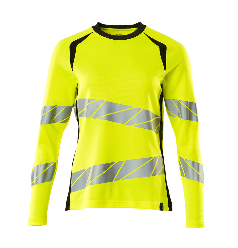 T-Paita, pitkähihainen - 19091-771 - hi-vis keltainen/musta