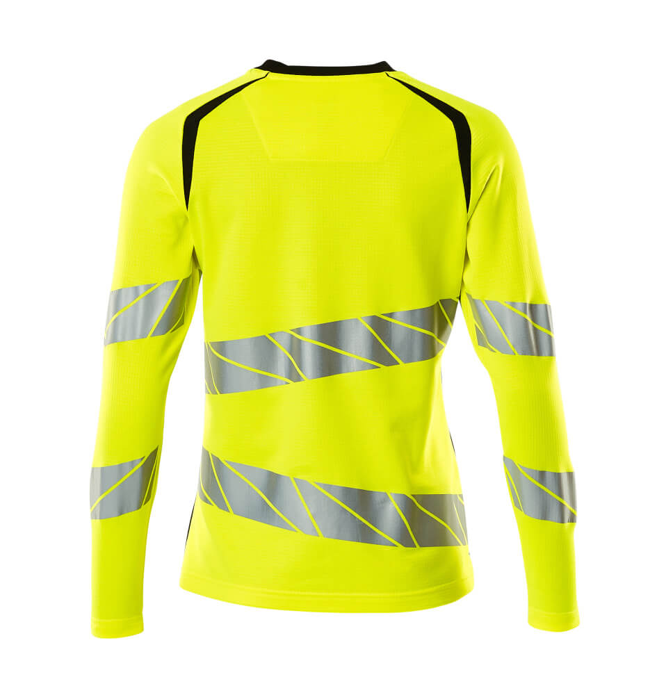 T-Paita, pitkähihainen - 19091-771 - hi-vis keltainen/musta