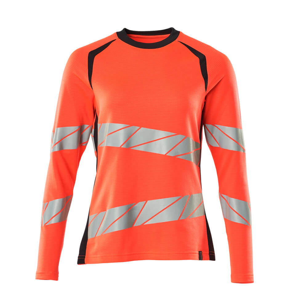 T-Paita, pitkähihainen - 19091-771 - hi-vis punainen/syvä tummansininen