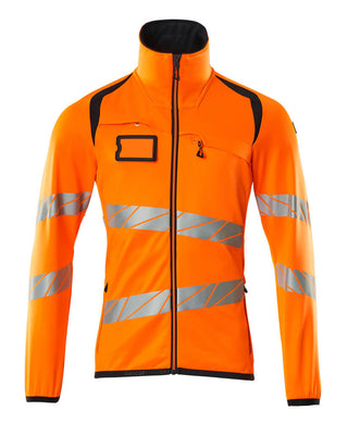 Fleecepusero vetoketjulla - 19103-315 - hi-vis oranssi/tumma laivastonsininen