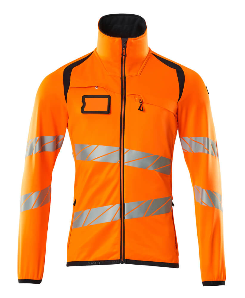 Fleecepusero vetoketjulla - 19103-315 - hi-vis oranssi/tumma laivastonsininen