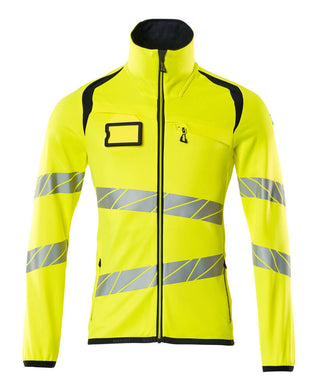 Fleecepusero vetoketjulla - 19103-315 - hi-vis keltainen/tumma laivastonsininen