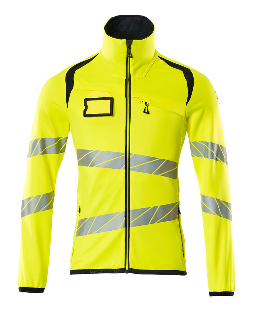 Fleecepusero vetoketjulla - 19103-315 - hi-vis keltainen/tumma laivastonsininen