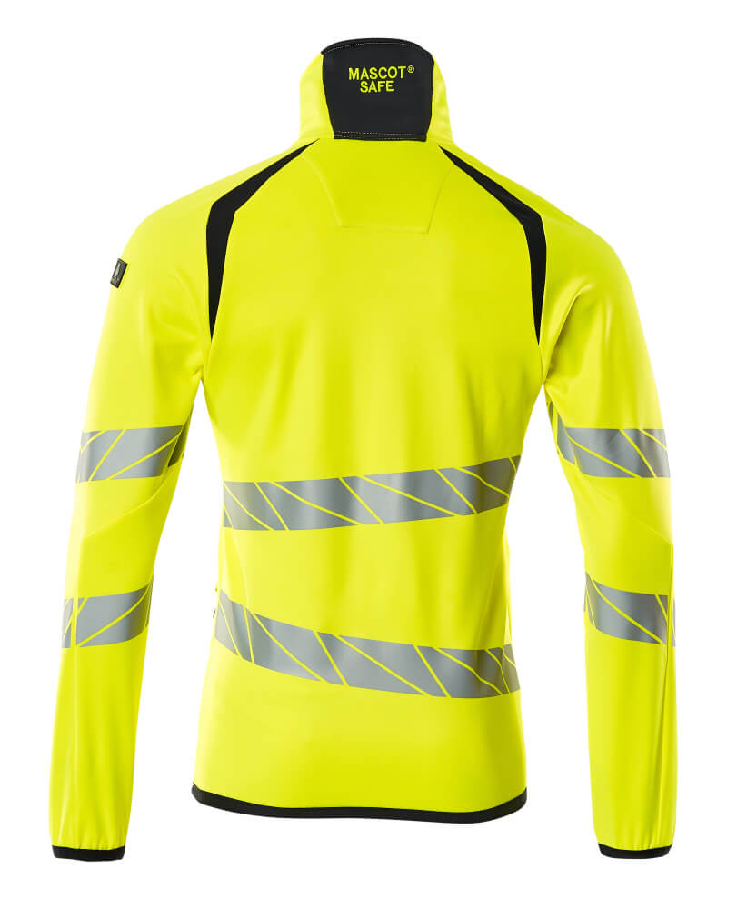 Fleecepusero vetoketjulla - 19103-315 - hi-vis keltainen/tumma laivastonsininen