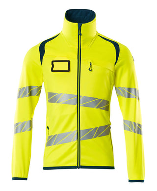 Fleecepusero vetoketjulla - 19103-315 - hi-vis keltainen/tumma petrooli
