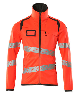 Fleecepusero vetoketjulla - 19103-315 - hi-vis punainen/tumma antrasiitti