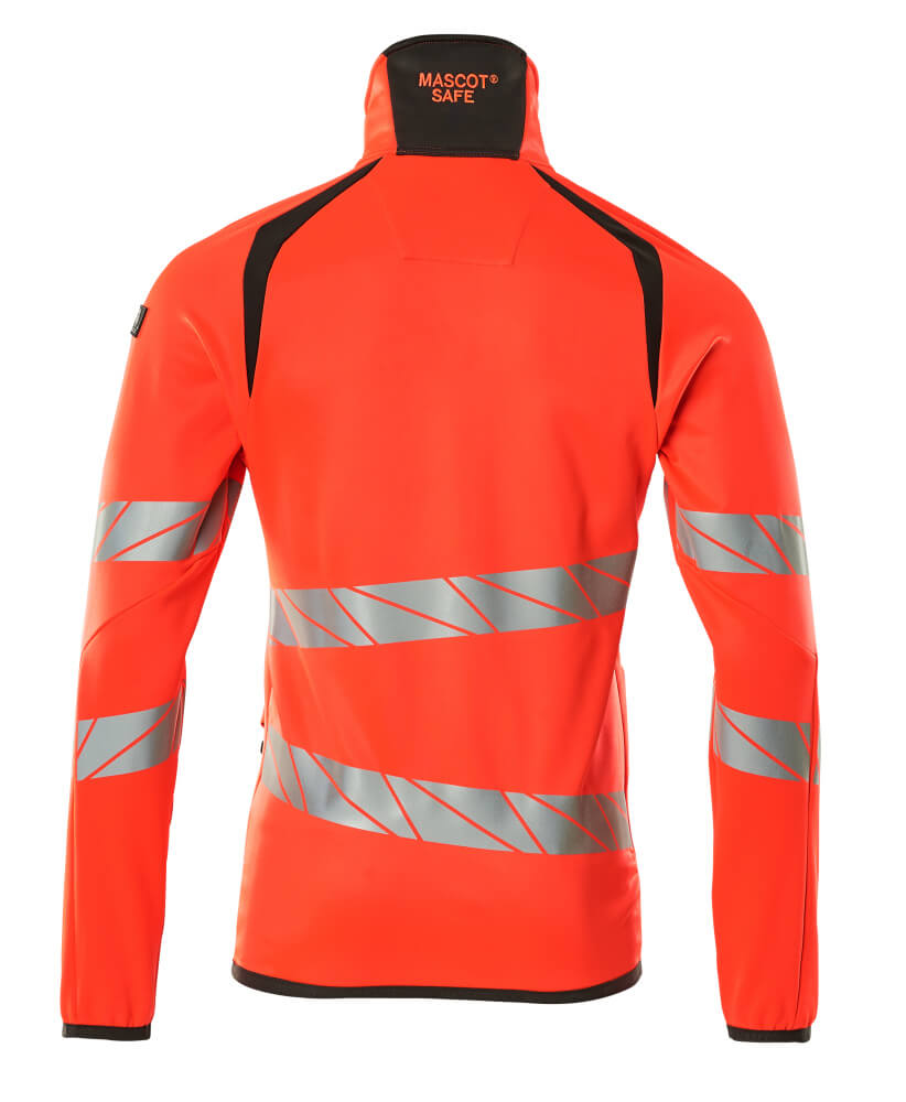 Fleecepusero vetoketjulla - 19103-315 - hi-vis punainen/tumma antrasiitti