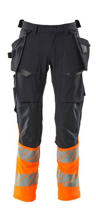 Housut riipputaskuilla - 19131-711 - tumma laivastonsininen/hi-vis oranssi