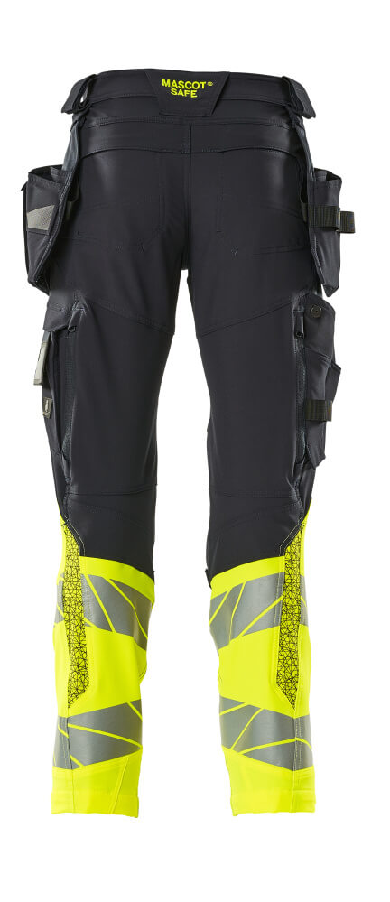 Housut riipputaskuilla - 19131-711 - tumma laivastonsininen/hi-vis keltainen