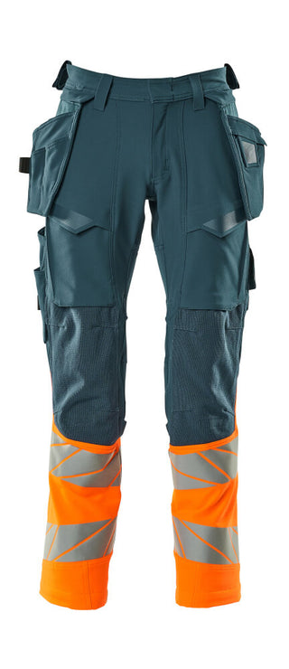 Housut riipputaskuilla - 19131-711 - tumma petrooli/hi-vis oranssi