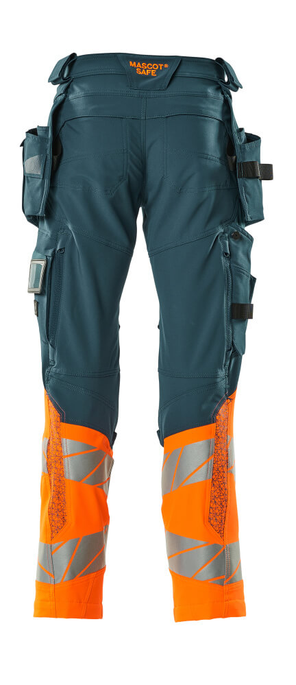 Housut riipputaskuilla - 19131-711 - tumma petrooli/hi-vis oranssi