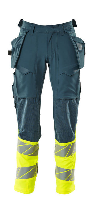 Housut riipputaskuilla - 19131-711 - tumma petrooli/hi-vis keltainen