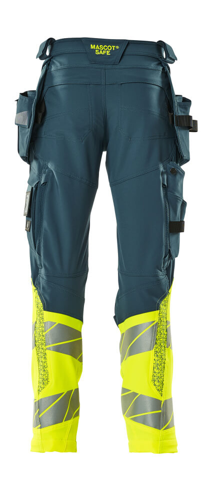 Housut riipputaskuilla - 19131-711 - tumma petrooli/hi-vis keltainen